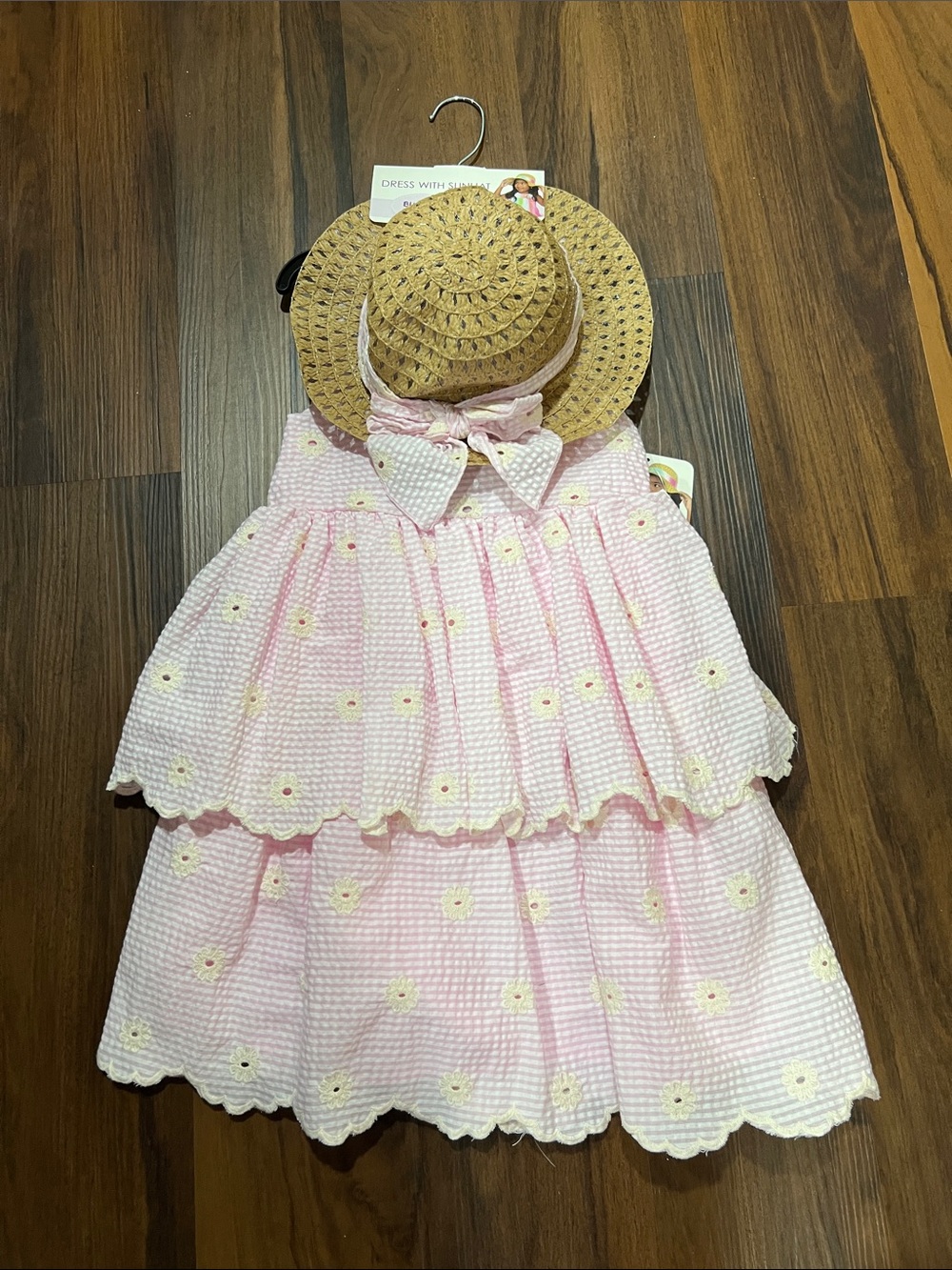 Dress With SunHat Girls Pink